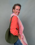 Khaki Round Knitted Tote Bag