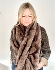 Dark Taupe Faux Fur Wide Long Scarf/ Wrap