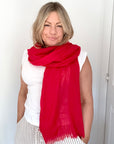 Scarlett Red Plain Lightweight Scarf