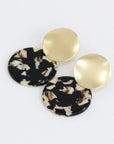 Gold Disc Resin Drop Earrings