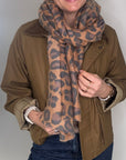 Tan Mix Animal Print Midweight Scarf