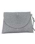 Silver Straw Woven Clutch Bag