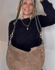Taupe Suede Crossbody/ Shoulder Bag