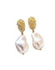 Gold and pearl drop earrings