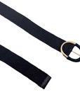 Black Wide Linen Stretch Belt