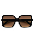 black square framed sunglasses close up