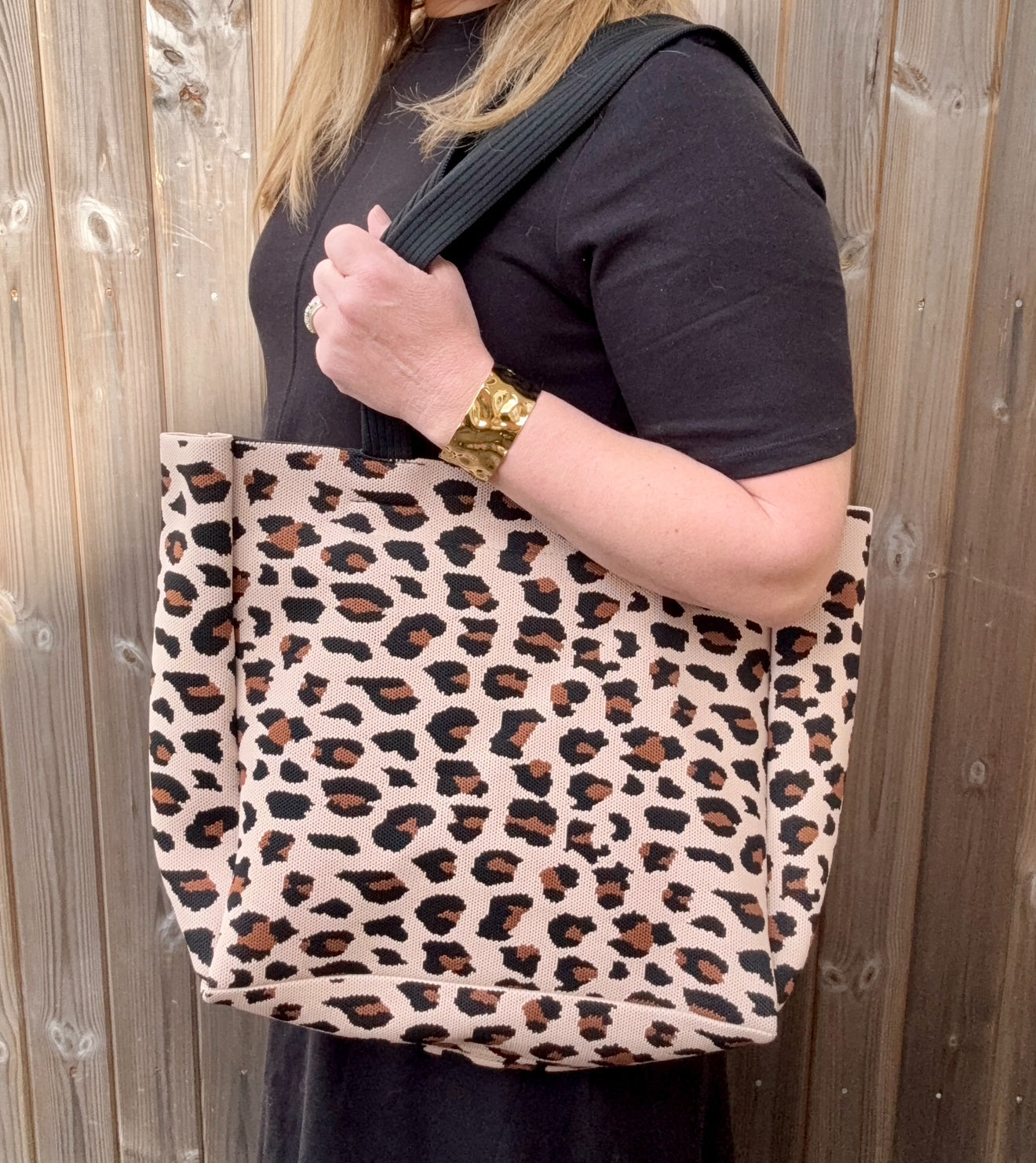 Taupe Leopard Tote Bag