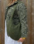 Khaki Round Knitted Tote Bag