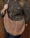 Dark Taupe Suede XL Crossbody Swing Bag