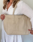 Cream Leather Shoulder Bag