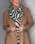 Charcoal & White Zebra Print Midweight Scarf