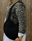 Black Round Knitted Tote Bag