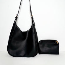 Load image into Gallery viewer, Black PU Tote/ Cross Body Bag
