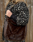 Dark Brown Faux Fur & PU Shoulder Bag