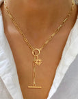 Gold Paperclip & Sunburst Necklace