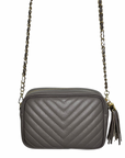Dark Taupe Chevron Tassel Bag