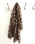 Beige & Tan Leopard Print Scarf