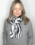 Black & Grey Leopard & Zebra Print Scarf