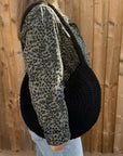 Black Round Knitted Tote Bag