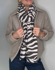 Charcoal & White Zebra Print Midweight Scarf