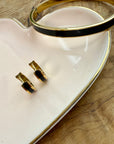 Gold & Black Enamel Hoop Earrings