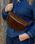 Preorder for dispatch w/c 3/11 - Suede Large Brown Crossbody/ Waist Bag