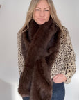 Dark Brown Faux Fur Wide Long Scarf/ Wrap