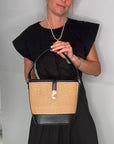 Black & Raffia Bucket Bag