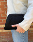 Black Pleated Fabric Cloud Bag