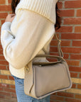 Light Taupe Leather Handheld/Crossbody Bag