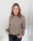 Taupe Faux Fur Trim Jumper