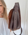 Dark Brown Suede & Leather Crossbody/ Shoulder Bag