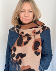 Tan Mix Animal Print Blanket Scarf
