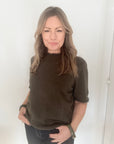 Khaki Faux Fur Trim Jumper