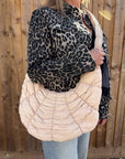 Latte Quilted Fabric Croissant Crossbody Bag