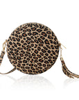 Suede Leopard Crossbody Round Bag
