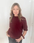 Burgundy Faux Fur Trim Jumper