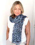 Blue Mix Leopard Print Scarf