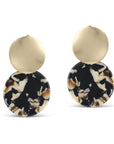 Gold Disc Resin Drop Earrings