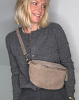 Suede Large Dark Taupe Crossbody/ Waist Bag