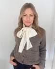 Cream Knitted Narrow Scarf