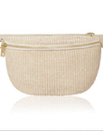 Taupe Raffia Large Crossbody / Waist Bag
