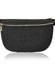 Black Raffia Large Crossbody / Waist Bag