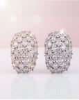 Silver Crystal Curved Stud Earrings