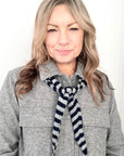 Navy & Grey Stripe Knitted Triangle Scarf/ Necktie
