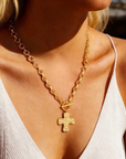 Preorder for dispatch w/c 18/5 - Chunky Gold Cross T-Bar Necklace