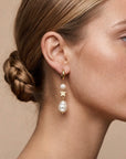 Gold Star & Pearl drop hoop Earrings