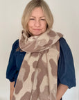 Taupe Mix Large Leopard Print Blanket Scarf