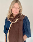 Brown & Gold Edged Knitted Blanket Scarf