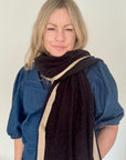 Black & Gold Edged Knitted Blanket Scarf